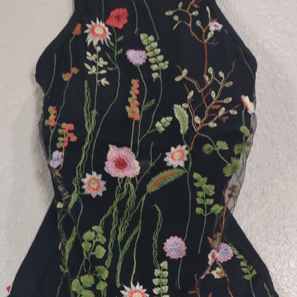 COCO CABANA Girls XL Floral Embroidered One Piece Swimsuit - Black - Picture 4 of 13